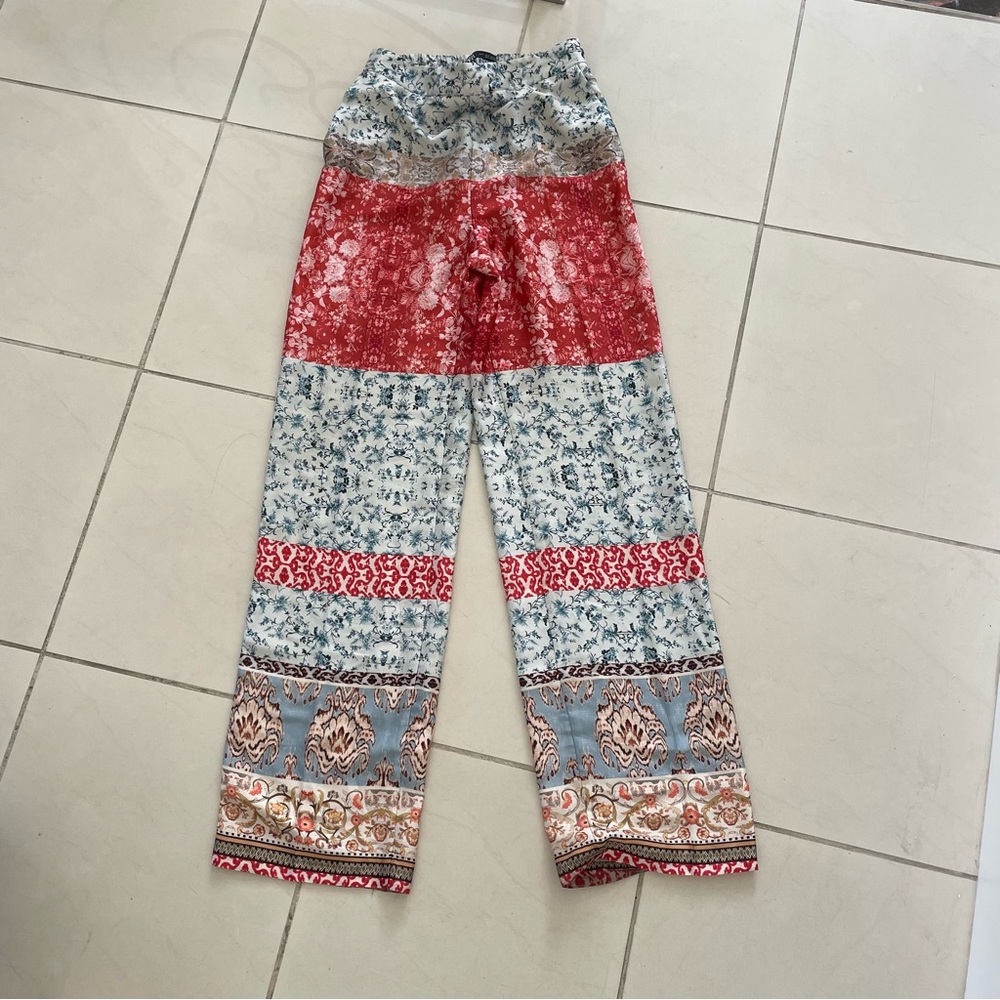 zara ethnic print trousers